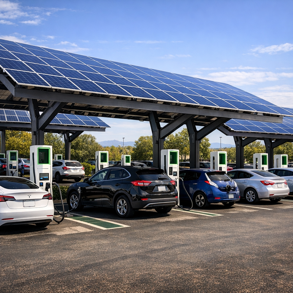 EV charging with solar canopies
